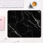 Auhoahsil Mouse Pad, 12 x 10 in Nature Marble Theme Computer Mouse Pad for Desk, Premium-Textured Non-Slip Rubber Stitched Edges Waterproof Square Mouse Mat for Gaming Work Wireless Mice, Black