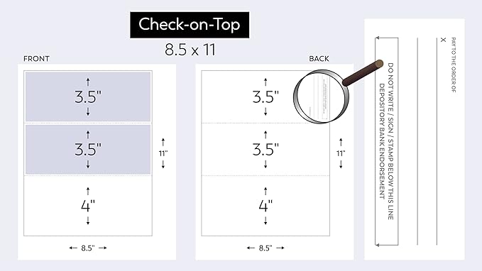 Compuchecks Check on Top Blank Check Paper - 250 Pack, Quick-Books & Laser Printer Compatible - Security Business Checks with Voucher - 8.5" x 11" Green Diamond