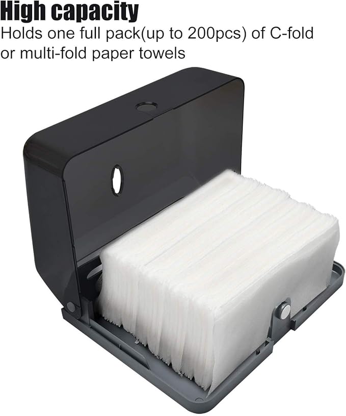 AILELAN Paper Towel Dispenser, Commercial Toilet Tissue Dispensers Wall Mount Paper Towel Holder Multifold/C-Fold Paper Towel Dispenser for Kitchen and Restroom Decor (Black)