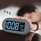 DreamSky Alarm Clocks for Bedrooms, Auto Set Digital Desk Clock for Bedside Nightstand, Electric Clock with Dimmable Brightness Dimmer, Auto DST, USB Port, Date, Temperature, Snooze
