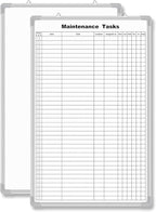 Lined Whiteboard Blank Grid Aluminum Frame Dry Erase Board Reusable Wall Mounted Board for Scheduling, to Do Lists Weekly Planning Home Work(36 x 24 Inch,Vertical Maintenance Tasks)