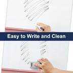 TSJ OFFICE Rolling Whiteboard Standing - 40 x 26 Inches Magnetic Mobile White Board with Stand, Height Adjustable Dry Erase Board on Wheels with Paper Clamp on Top, Pink