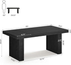 Tribesigns 63" Executive Desk, Large Office Computer Desk with Heavy-Duty Legs and Thickened Desktop, Elegant Writing Workstation Study Table Conference Table for Office, Black