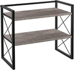 YINMIT Desktop Shelf Organizer, 2 Tier Office Shelves, Wood Desk Organizer Storage Rack and Freestanding Display Shelf for Office, Dormitory, Home (Grey)