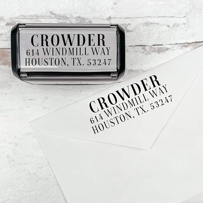 Self Inking Modern Address Stamps | Custom Return Address Stamper (Magazine Serif, Xtra Large)
