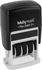 MaxMark Self-Inking Rubber Date Office Stamp with Due by Phrase & Date - Black Ink (Max Dater II), 12-Year Band