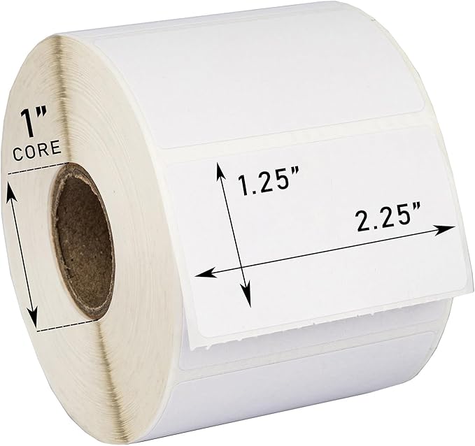 HOUSELABELS 2.25" x 1.25" Address Labels on 1" Core Compatible with Zebra and Rollo Printers, 50 Rolls / 1,000 Labels per Roll