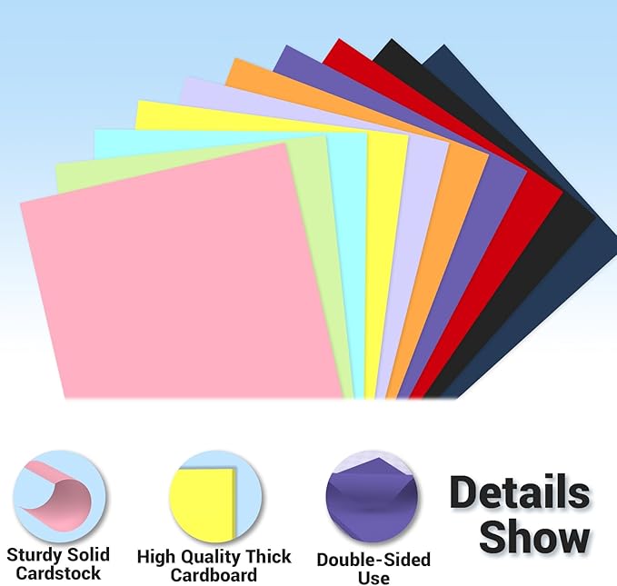 Cardstock 8.5 x 11, 10 Colors Colored Printer Paper 75 lb/200 gsm, 120 Sheets Colored Card Stock, Assorted Colors Construction Paper for Invitations, Diy Cards, Business Cards, Drawing etc