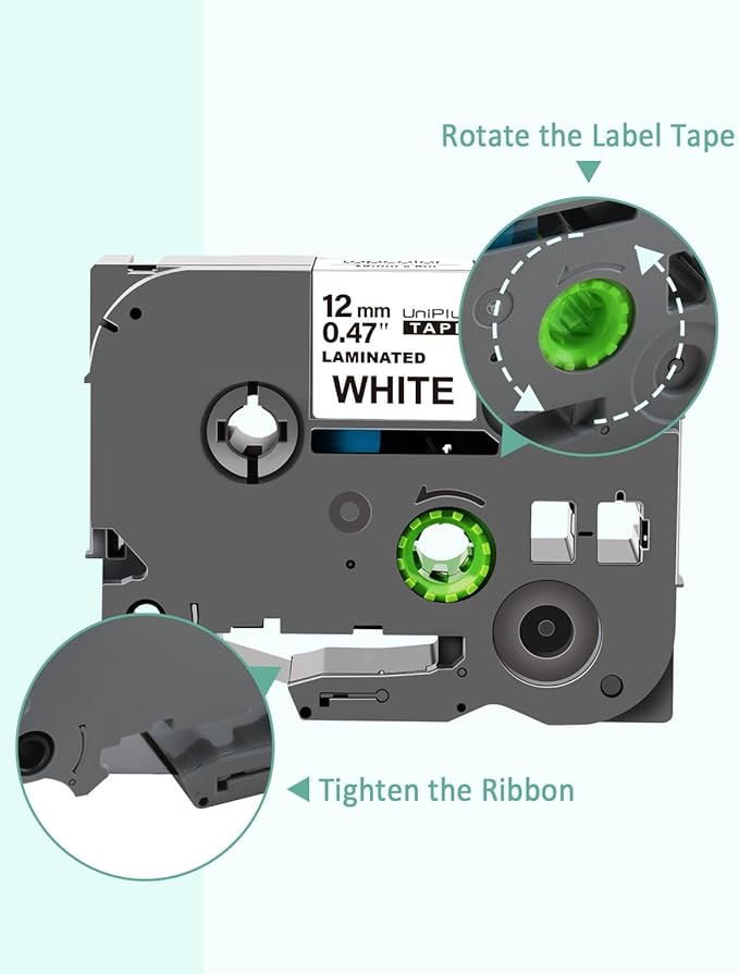 6-Pack 12mm 0.47" Laminated Label Tape Compatible for Brother P Touch Label Tape Tze Tz 12mm 0.47" Multi-Color Tze 231 131 431 531 631 731 1/2" Inch for PT-D220 PT-D210 PT-H130W PT2430 PTD400