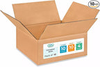 Medium Moving & Shipping Boxes 10x10x4 inches (10-Pack) - Extra Strength 200 lb vs Regular - Corrugated Strong Packing Boxes, Made in USA - Corrugated Box - Medium Shipping Box by IDL Packaging