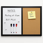 36x24 Wall-Mount Combo Board - Magnetic Dry Erase & Corkboard with Sleek Black Frame for Home & Office (24x36)
