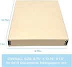 Lineco Museum Storage Box Tan, 8"x10"x1.5", Archival Boxboard, Drop-Front Design with Metal Edge. Organize, Store and Preserve Photographs, Prints, Documents, Art, Ephemera, Family Records