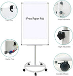 BIBOC Mobile Dry Erase Board – 36x24 inches Magnetic Portable Whiteboard Stand Adjustable Easel White Board Flipchart Easel Board with 25 Sheets Paper Pad 1 Eraser, 2Markers (24x 36 inches)