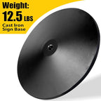 INNOVSIGN Heavy Duty Cast Iron Sign Post With 12" Diameter Bottom Round Base, 48" Movable Stand for Hanging Signs, 2-Pack