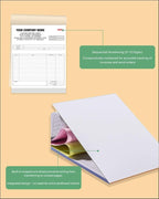 Custom Carbonless Invoice Book with Logo, Personalized Cover & Inner Pages, 2 Part NCR Receipt & Work Order Forms, Easy Tear, Writing Shield for Small Business (2-Part [White/Blue], 8.3 x 5.5INCH)