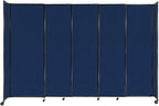 Versare Straightwall Sliding Portable Wall Partition | Freestanding Office Dividers | Locking Wheels | Temporary Room Separator | 11'3'' Wide x 7'6'' Tall Navy Blue Fabric Panels