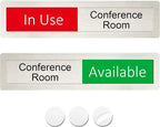 Conference in Use or Available Sign,Vacant Occupied Status for Home Office Hotles Hospital Restroom, Vacant Occupied Slider Door Sign Tells Whether Room in Use or Available,7'' x 1.5'' - Stainless Steel ,Silver