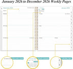 2026 Planner - Planner 2026 from January 2026 to December 2026 with 12 Monthly Tabs, Flexible Cover, Inner Pocket, 8.5" x 11", Pink