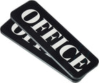 PATIKIL Office Sign, 2 Pack Acrylic 6"x2" Self Adhesive Door Sign Sticker Waterproof Decor Label for Office Home Business, Black