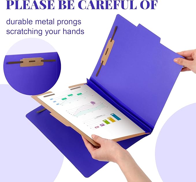 Skyygemm 72 Pcs Classification Folders Letter Size, 1 Divider Pressboard File Folder with Fasteners, Expanding File Organizer Bulk for School Teachers, Office Employee, Coworker, Staff (Purple)