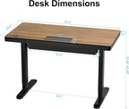 ERGO COLLECT Electric Standing Desk 48 Inch - One-Piece Desktop with Drawer, Cable Management, Wireless Charging & USB Port, Quiet Motor - for Home Office, Walnut