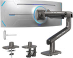 HUANUO TitanLift Heavy Duty Monitor Arm for Screens up to 49", Holds 44 lbs, Aluminum Ultrawide Screen Desk Mount, Fully Adjustable Single Gaming Monitor Mount with Dual C-Clamp, Max VESA 100x100mm