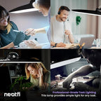 Neatfi XL 2,200 Lumens LED Task Lamp, 24W, 117 Pcs SMD LED, 4 Level Brightness, Dimmable, Desk Light for Home, Office, Workbench (Non-CCT with Base, Black)