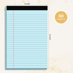 6 Pack Legal Pads 5x8 Note Pads College Ruled Notepad Pink/Green/Blue Perforated Small Legal Pads 80GSM Notepads 30 Sheets Writing Pads Line Paper Pad for School, College, Office, Business