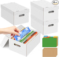 4Pack Greeting Card Storage Box, Greeting Card Organizer Box with 20 Dividers Holds 600 Cards+, Large Capacity Greeting Card Holder with 4 Sticker Labels White Card Box for Postcards, Photos, Envelope