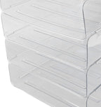 Jeanoko Desk Letter Tray Set Transparent Stackable Organizer for Home Office A4 Paper Storage 4 Layers