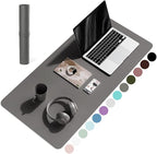 YSAGi Non-Slip Leather Desk Pad, Waterproof Laptop Computer Desk Keyboard Mat, Table Protector Blotter Mat, Large Mouse Pad for Office/Work/Home/Decor(Dark Gray, 31.5" x 15.7")