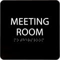 ADA CENTRAL SIGNS - 6" X6" Meeting Room Sign - ADA Compliant Tactile Graphics Grade 2 Braille Text Acrylic Wall Sign - Privacy Interview Room Name Door Sign for Schools Hospitals Offices & Apartments