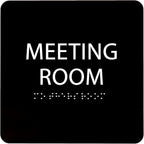 ADA CENTRAL SIGNS - 6" X6" Meeting Room Sign - ADA Compliant Tactile Graphics Grade 2 Braille Text Acrylic Wall Sign - Privacy Interview Room Name Door Sign for Schools Hospitals Offices & Apartments