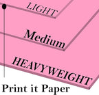 Print It - Vellum Bristol Colored Cardstock Cover Paper, 67 Lb, 8.5" X 11”, Heavyweight Colored Cardstock for Crafts, School, Invitations, And Office Use - Decoration Drawing 250/Case-Pink