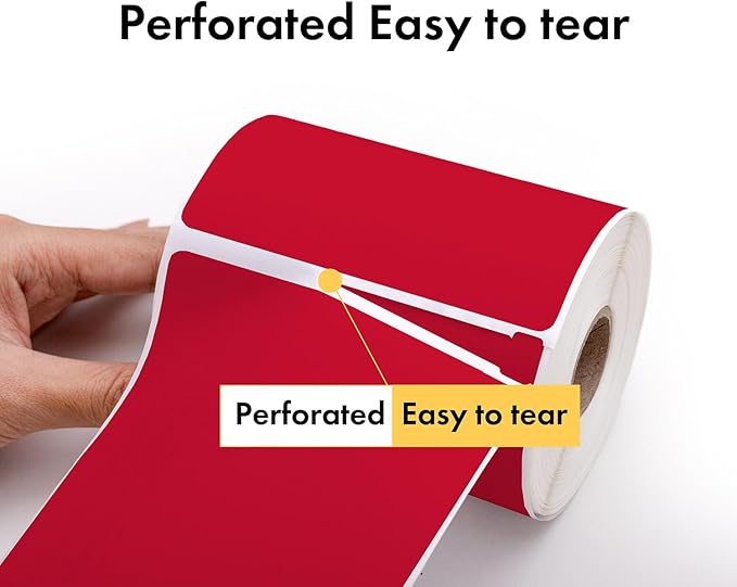 HOUSELABELS 4" x 6" Red Shipping Labels on 1" Core Compatible with Zebra and Rollo Printers, 40 Rolls / 250 Labels per Roll