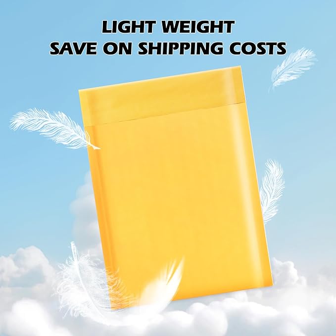 Ctarsthome 52Pack Yellow 4x8inch Kraft Bubble Mailers Small Business Mailing Packages Self-Sealing Paper Envelopes, Mailer Shipping package Strong Adhesion Padded Envelopes for Jewelry Makeup Supplies
