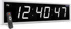 Ivation Huge Oversized 72" Large Digital LED Clock | Big Digital Clock w/Multi-Function Display – Stopwatch, Timer, Alarms, Temp & Date | 6 Brightness Levels, Time Memory & Remote (White)