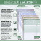 Compuchecks Check on Top Blank Check Paper - 1000 Pack, Quick-Books & Laser Printer Compatible - Security Business Checks with Voucher - 8.5" x 11" Steel Blue Pinstripe