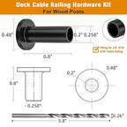 CELYND Cable Railing Protector Sleeves - 120 Pack T316 Stainless Steel Protective Sleeves - 1/8" 3/16" 5/32" Black Deck Cable Railing Hardware Kit for Wood Posts