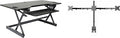 Rocelco 46" Large Height Adjustable Standing Desk Converter with Triple Monitor Mount BUNDLE - Quick Sit Stand Up Computer Workstation Riser - Retractable Keyboard Tray - Black (R DADRB-46-DM3)