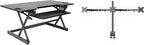 Rocelco 46" Large Height Adjustable Standing Desk Converter with Triple Monitor Mount BUNDLE - Quick Sit Stand Up Computer Workstation Riser - Retractable Keyboard Tray - Black (R DADRB-46-DM3)
