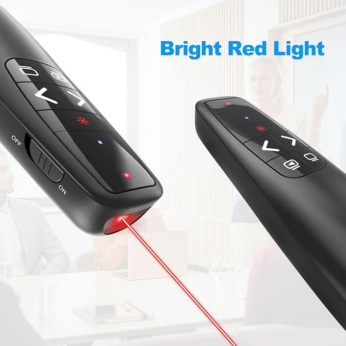 (2 Units) Wireless Presenter Remote, Clicker for Laptop PowerPoint Presentations Pointer, RF Computer Clicker for Presentations Remote, Slideshow/Smartboard/College/Classroom/PPT Clicker