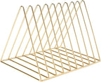 Sooyee 9 Slot Gold Magazine Holder,Desktop File Sorter Organizer Triangle Bookshelf Decor Home Office