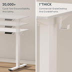 FLEXISPOT EN1 One-Piece Standing Desk with 1-Inch Thick Seamless Desktop, 60"x24" Electric Height Adjustable Desk for Home Office, Multi-Monitor Setups & Easy Assembly, White