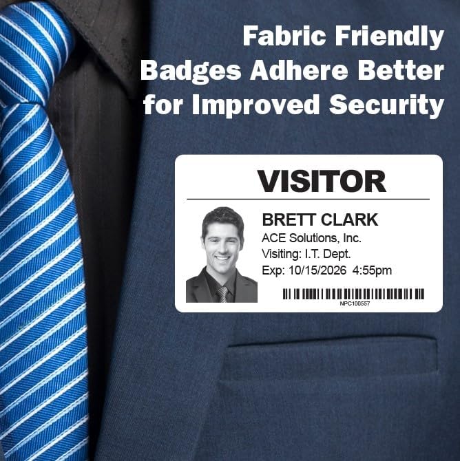 Threshold 3.25-inch Tab Expiring Visitor Badges on a Roll | 1 Roll (250 Badges) Compatible with Brother Direct Thermal Printers | Name Tag Stickers | Office & Secretary Supplies