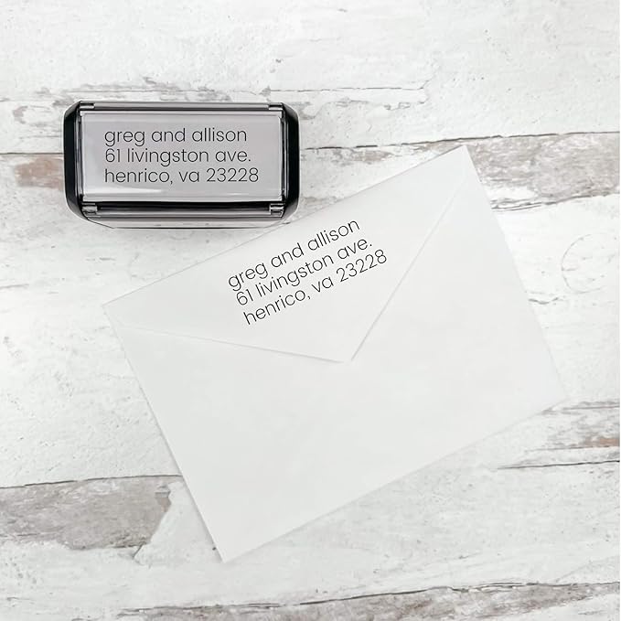 Self Inking Modern Address Stamps | Custom Return Address Stamper (Minimalist Left, Xtra Large)