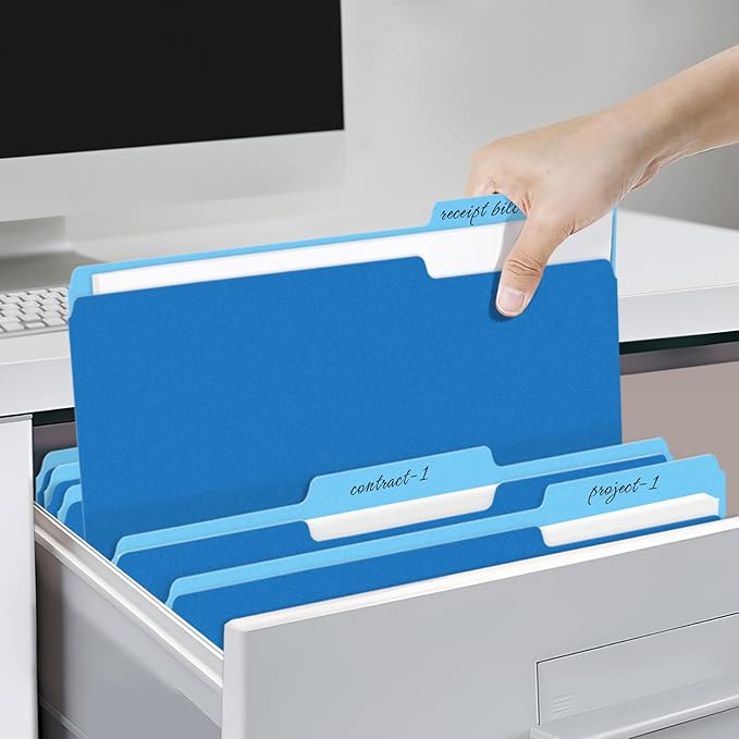 SUNEE File Folders, 120 Pack Manilla Folders 8.5 x 11, Colored File Folders Home Office School Supplies for Documents Files Paper,Blue