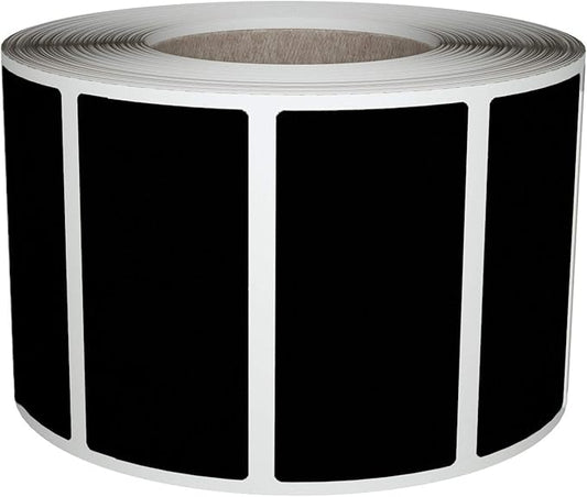 Rectangular Color Coding Sticker Roll - Write On Labels for Folders, Organizing & More, 1.57" x 0.75" Stickers to Write On Name Tags for Office Supplies & Organization, 500-Pack (Black) by Royal Green