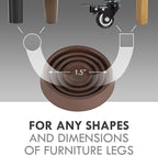 Furniture Coasters, 1.5X1.5 Rubber Caster Cups Non Slip Furniture Pads Non Skid Furnitures Grippers Anti Slide Floor Protector for Bed Couch Table Chair Stoppers (Brown, 8 Pack)