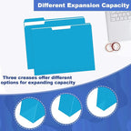 File Folder, HERKKA 30 Pack 1/3 Cut Tab File Folders, File Folders Great for Organizing and Filing, Letter Size, Light Blue